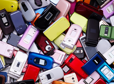 A collection of old flip phones
